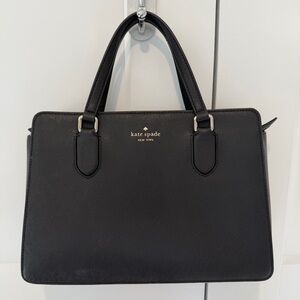 Kate Spade Chic Black Structured Satchel Bag | Medium Saffiano Leather Purse